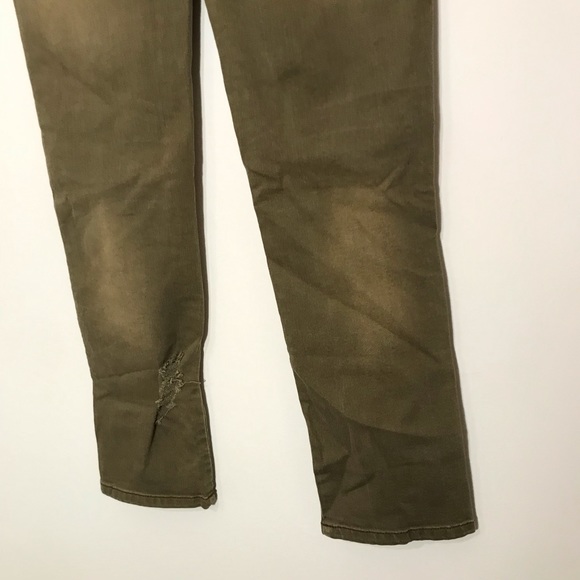Free People Destructed Distressed Button Fly Jeans Green Tan Size 0 - Picture 7 of 10
